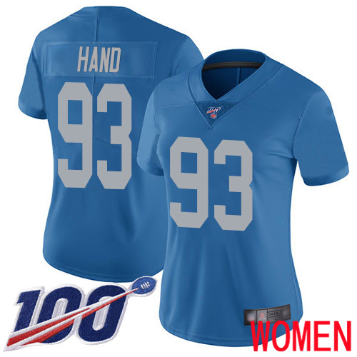 Detroit Lions Limited Blue Women Dahawn Hand Alternate Jersey NFL Football #93 100th Season Vapor Untouchable->women nfl jersey->Women Jersey
